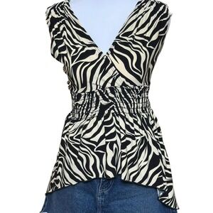 Saint Tropez West Zebra Print Peplum Top